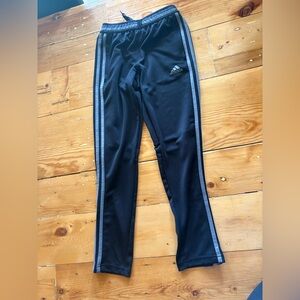 Adidas Kids Black Joggers with Gray Stripes